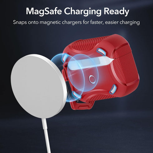ESR for AirPods Pro 2nd Generation Case (HaloLock), Compatible with Airpods Pro Case 2nd/1st Gen (2023/2022/2019), Compatible with MagSafe, Powerful Drop Protection, Magnetic Lid with Cleaner Kit, Red