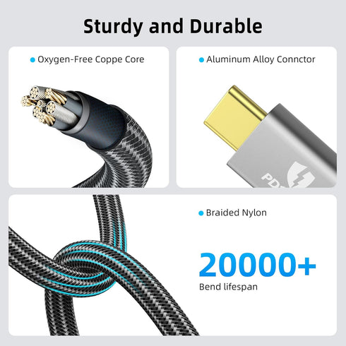 Shop Thunderbolt 4 Cable 40Gbps 2-in-1 USB C, 100W, E-Marker, 8K/5K, 4K Dual DisplayPort, Fast Charging, 3.3FT.