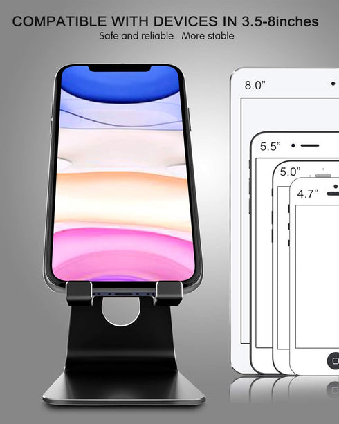 CreaDream Adjustable Aluminum Desktop Cell Phone Stand, Dock, Holder Compatible with iPhone Xs Max Xr 8 7 6 6s Plus SE