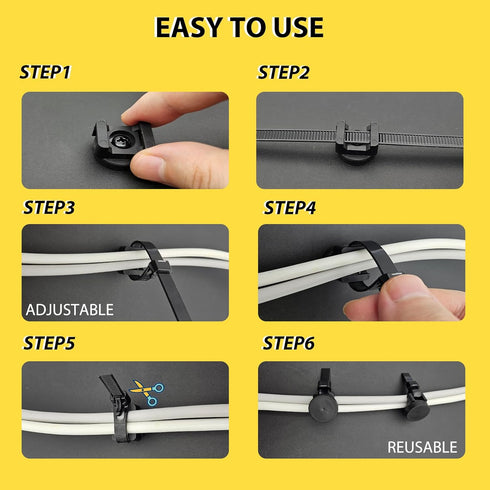 DyaMag 22mm 7.84" (10Magnets, 20 Magnetic Cable Zip Mounts Magnetic Cable Holder Multipurpose Magnet Wire Management