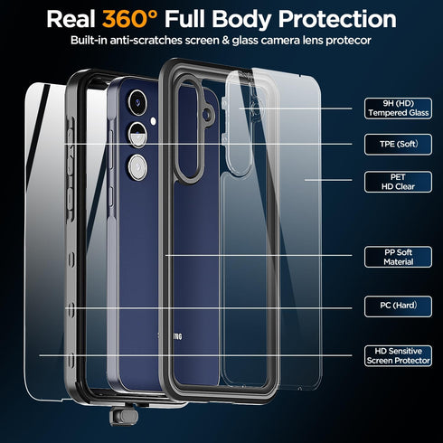 AICase Samsung Galaxy A35 Case, Waterproof Clear with Built-in Screen Protector, Shockproof IP68 Certified Full Body