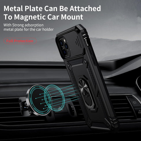 iPhone 11 Pro Max Case with Camera Lens Cover, HD Screen Protector, 10 FT Military Grade Drop Protection, Black