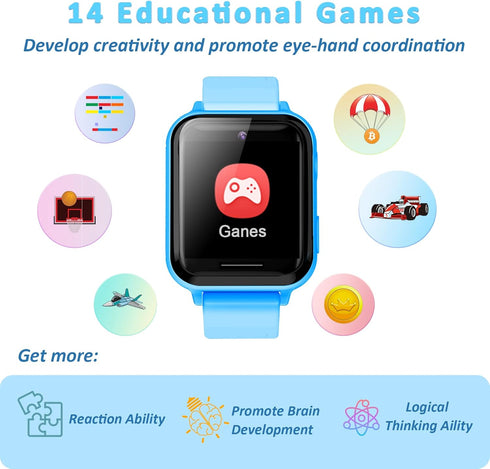 PTHTECHUS Kids Smart Watch Toys, Boys and Girls Smart Watch with Game Music MP3 Player, Video HD Selfie Camera, Alarm