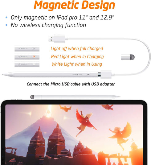 WixGear Stylus Pen for iPad - Active Pencil with Palm Rejection, Compatible with Apple iPad (2018-2020)