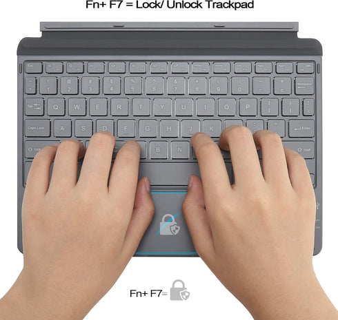 Keyboard Case for Surface Go 3 2021 / Go 2 2020 / Go 2018, Ultra-Slim Wireless Keyboard with Touchpad - Grey