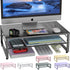 gianotter 2-Tier Metal Monitor Stand Riser, Desk Organizer for Office Supplies, Black Workspace Storage