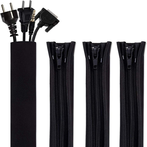 Bestfy Cord Organizer System - 19.5 Inch Cable Management Sleeve with Zipper, 4 Pack