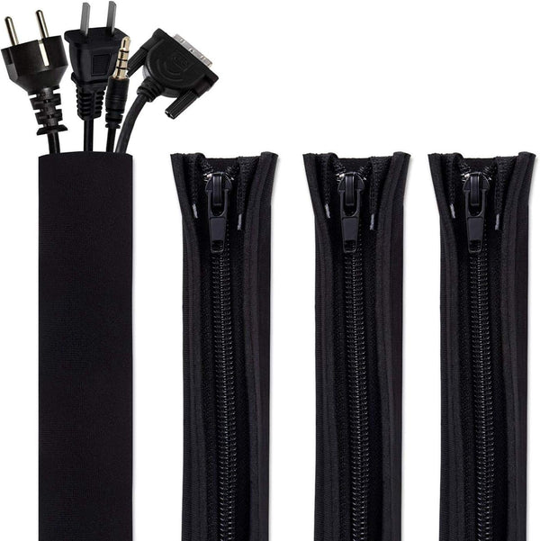 Bestfy Cord Organizer System - 19.5 Inch Cable Management Sleeve with Zipper, 4 Pack