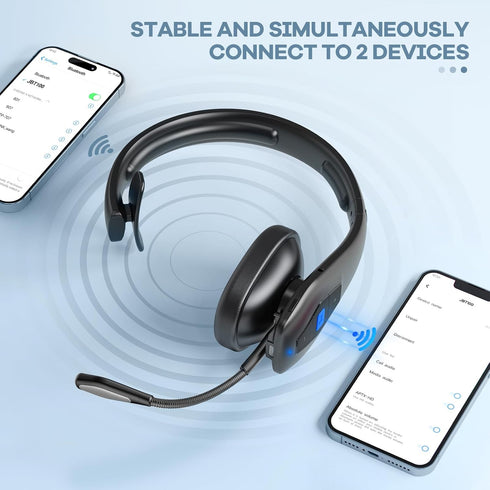 Conambo 2024 Upgraded Bluetooth Headset with Microphone, CVC8.0 Dual Mic Noise Cancelling, 35Hrs HD Talktime for Drivers