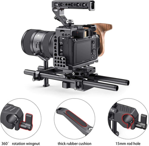 SmallRig 15mm Long Lens Support, Adjustable Lens Bracket for DSLR Camera Shoulder Rig
