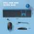 Wireless Keyboard and Mouse, Vssoplor 2.4GHz Rechargeable Compact Quiet Full-Size Keyboard and Mouse Combo, Sapphire