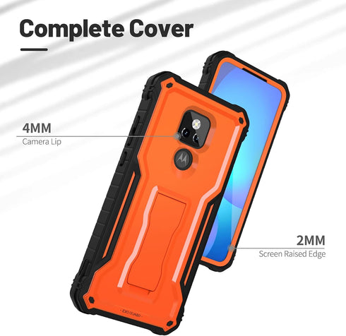 ExoGuard for Moto G Play 2021 Case, Rubber Shockproof Full-Body Cover with Built-in Screen Protector, Orange