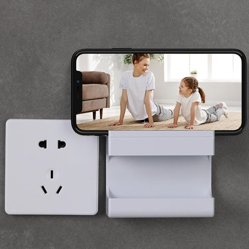 Sonew Wall Mounted Phone Holder Plastic Self Adhesive Multifunctional Storage Stand for Smartphones and TV Remotes At