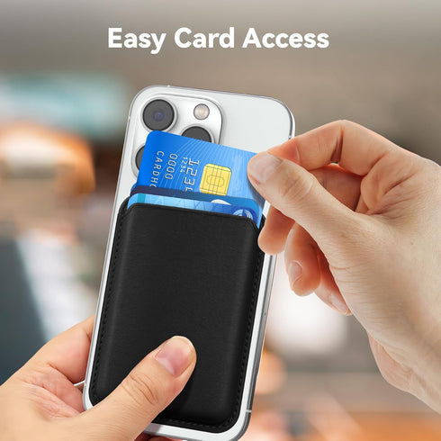 Magnetic Wallet Cell Phone Card Holder for iPhone 15 Series, RFID Leather Stick on Wallet for iPhone 14/13/12