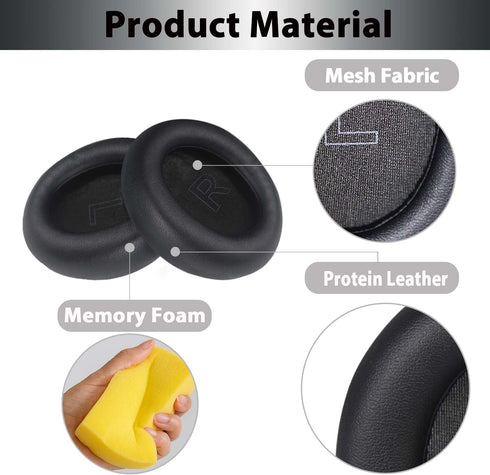 Adhiper Q30 Ear Pads for Anker Soundcore Life Q30 & Q35 Headphones, Soft Memory Foam & Protein Leather (Black)
