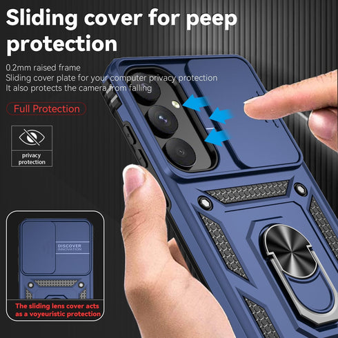 Samsung Galaxy A55 5G Case with Camera Lens Cover, Dual Layer Military-Grade Drop Tested Magnetic Ring Holder Kickstand