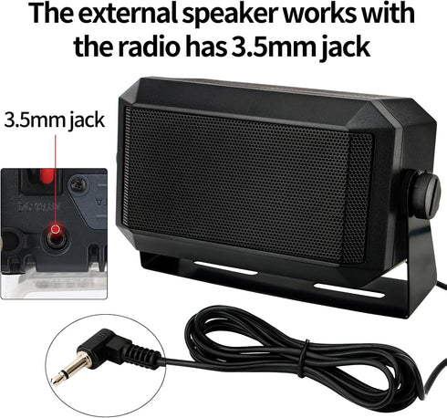 Rectangular External Communications Speaker - CB Radio Speaker for Ham Radio, External Scanners for All 3.5mm Audio