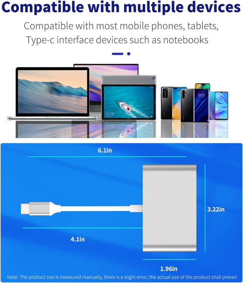 HOYULLI 3.0 IPhone15 USB C to VGA+USB-A+Type-C Adapter Thunderbolt OTG Cable Accessories for TV Splitter Digital AV