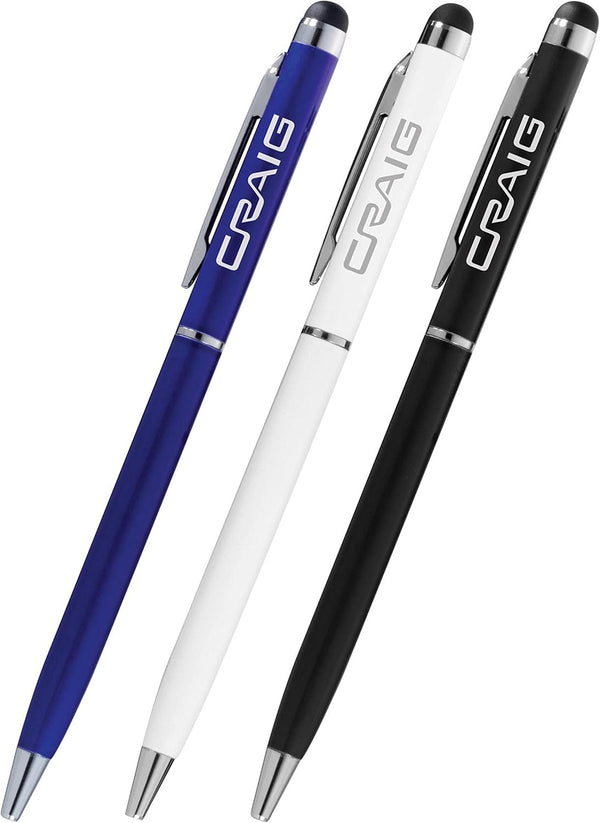 Craig Capacitive Stylus Ballpoint Pen for iPad, iPhone and Capacitive Touch Display, 3-Pack (CCA4037) by Craig