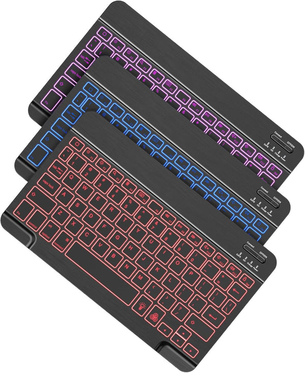 OMOTON Bluetooth Keyboard, Wireless Rechargeable Keyboard for iPad, Pro, Mini, Air with Illuminated LED, Black