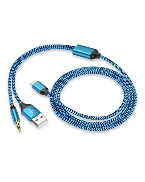 iPhone Aux Cord for Car, 2 in 1 Lightning to 3.5mm Aux Cord for Car Home Stereo Speaker Headphone Charger Compatible