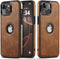 Design Compatible with iPhone 13 Mini Case, Luxury Leather Vintage Slim Shockproof Protective Cover, Brown