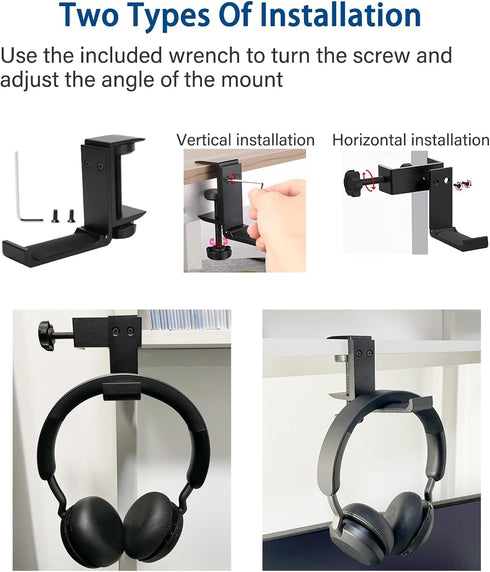 Weiyichuang Adjustable Headphone Stand, Foldable Hanger, Desk Hook for Headphones