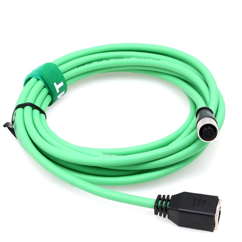 Ethernet Adapter Cable for SICK Keyence Datalogic Omron Vision Sensor System, M12 4 Pin to RJ45 Female Cat5e 5m
