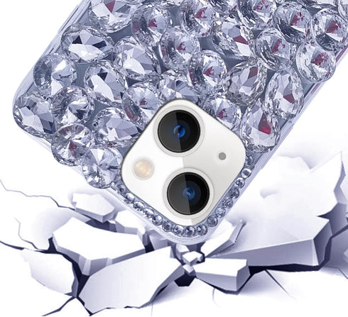 Bonitec 3D Glitter Sparkle Bling Case for iPhone 13 - Luxury Shiny Crystal Rhinestone Diamond Bumper Clear Gems