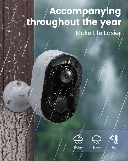 Wireless Outdoor Security Cameras, Battery Powered 2K Color Night Vision, AI Motion Detection, 2-Way Talk