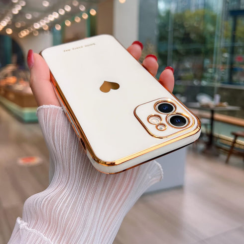 Teageo Cute Love-Heart Case for iPhone 12, White, Luxury Bling Soft Back Cover with Raised Full Camera Protection
