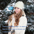 Wireless Beanie Hat with Headphone, Music Hat Winter Cap with Stereo Headset Speaker Microphone (White)