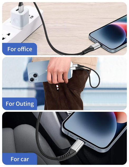 Short iPhone Charge Cable 6 Inch, 3Pack 0.5 Foot USB to Lightning Cord Braided for iPhone 14/13/12/11 Pro Max, iPad Air