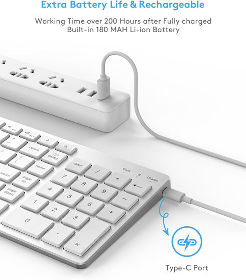 Wireless Bluetooth Keyboard for Apple Mac OS, US QWERTY Layout, Scissor Keys, Rechargeable Battery, Compatible with