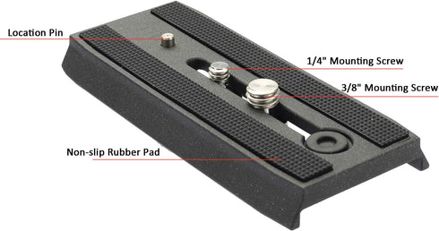 Universal Sliding Quick Release Plate Replacement Camera Mount with 1/4 Inch and 3/8 Inch Screws, 3.54 inches