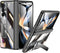 Galaxy Z Fold 4 Case with Hinge Protection and Kickstand - Transparent Clear Back with Built-in Screen Protector (Black)
