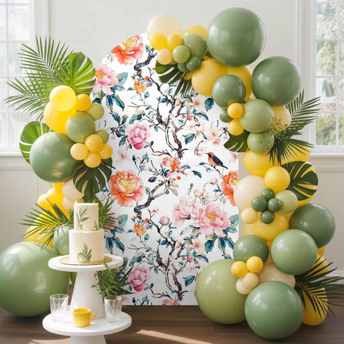 Jnbasdffb 7.2 Floral Blossom Wedding Arch Cover,Stretchy Spandex Arch Backdrop Stand Covers FT,Farmhouse Oil Painting