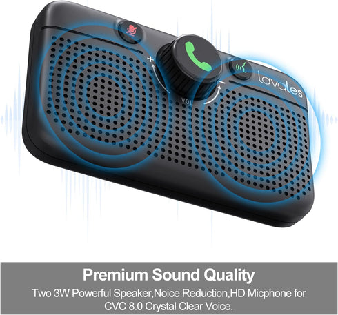 Car Bluetooth 5.3 Speaker, Handsfree Bluetooth Car Kit for Cell Phone, Support Siri Google Voice Assistant, Car Phone