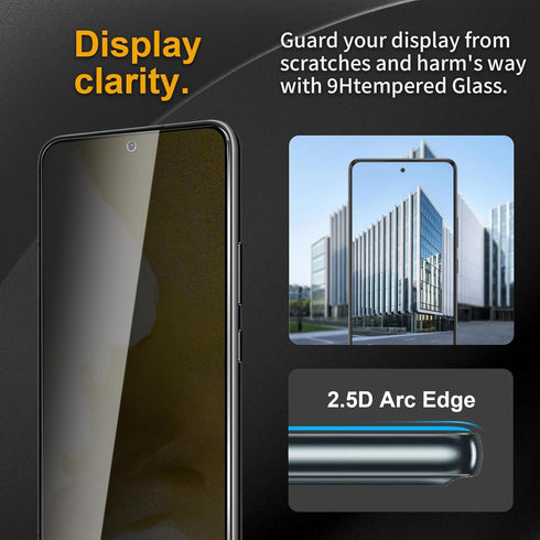 3 Pack Privacy Screen Protector for Samsung Galaxy S22 5G with 3 Pack Camera Lens Protector, Anti Spy Tempered Glass