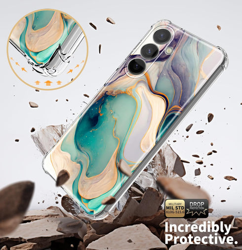 Shop Samsung Galaxy S24 Plus Case with Screen Protector - Marble Slim, Anti-Drop Shockproof, Soft TPU, 6.7" (Alpine
