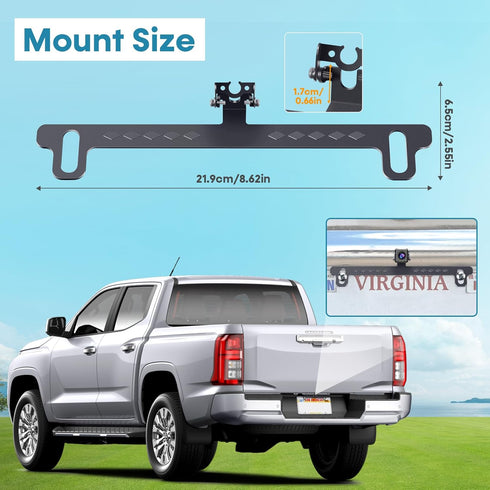 License Plate Bracket for Rear Camera, Universal Mount for Backup Camera, Metal Rust-Proof for Carplay Android Auto