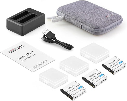 NP-40 Battery Pack, 1500mAh Rechargeable Battery (3-Pack) with USB Dual Charger for Casio NP-40 Camcorders