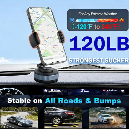 METINFUS 360 Vacuum Car Phone Holders, Upgrade Strong Suction Cup Phone Mount for Car, Adjustable Clamp Clip Phone