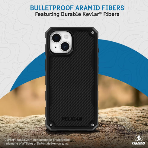 Pelican Shield Series iPhone 15 Case 6.1", 21ft Military Grade Drop Protection, Rugged Magnetic Charging Cover, Black