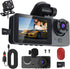 iMounTEK Dash Cam for Cars, 3 Channels Car Dash Camera 1296x1080P, Front Inside and Rear Camera, Night Vision,