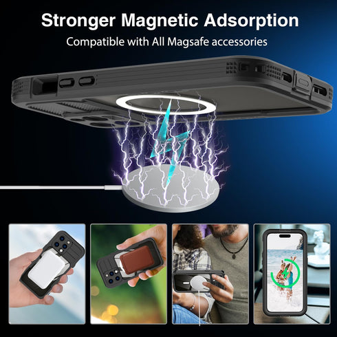 for iPhone 15 Pro Max Waterproof Case, Built-in Screen Protector, Shockproof, Snowproof, Dustproof, Full Body