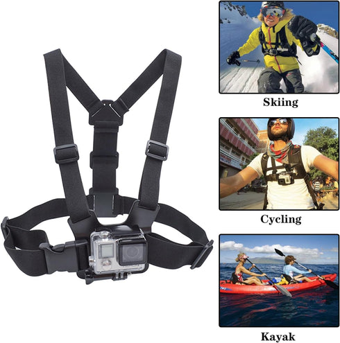 Adjustable Mobile Phone Chest Strap Harness Mount, Black, Compatible with GoPro Hero, iPhone, DJI Osmo Action Cameras