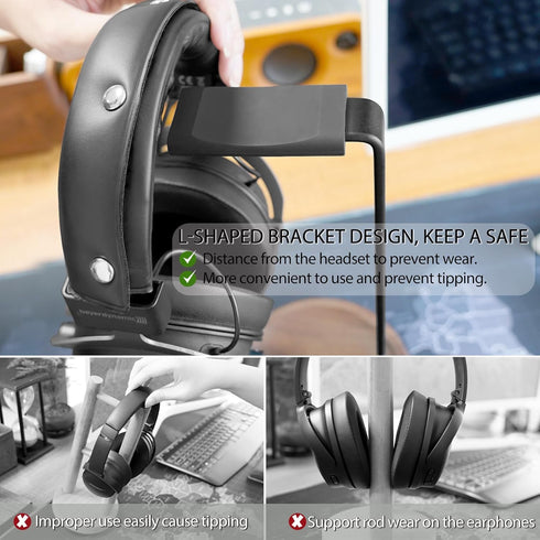 Headphone Stand for Desk, Wooden Headset Holder for Airpods Max and More
