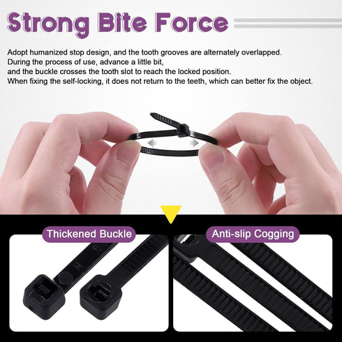Swpeet 480Pcs Self-Locking Cable Zip Tie Set, Black & White with Saddle Type Mounts and Screws for Wire Organization