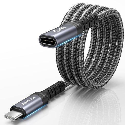 JSAUX USB C Extension Cable 1M/3.3FT, USB 3.2 Extender Cord Male to Female, 100W/5A Fast Charging, 10Gbps Sync Transfer